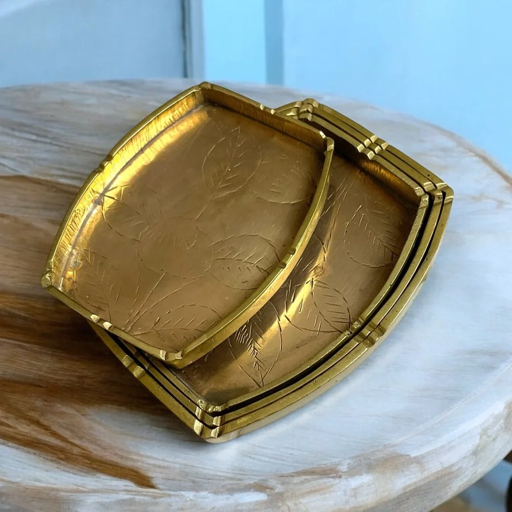 🌺4 Vintage Mini Brass Nesting Trays - Picture 3 of 8